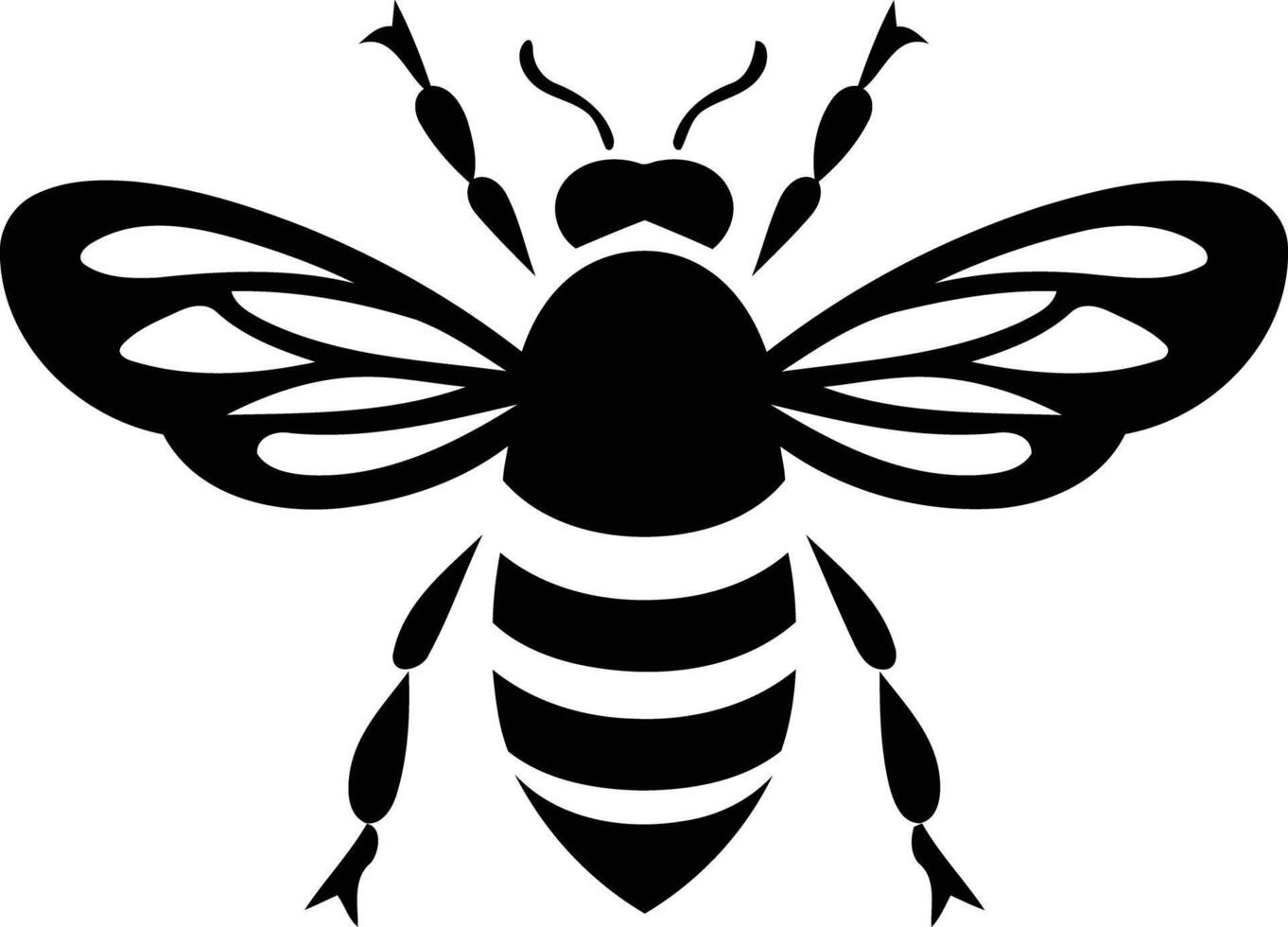 Simple black and white bee silhouette, perfect for logo design, branding, and tattoo inspiration vector