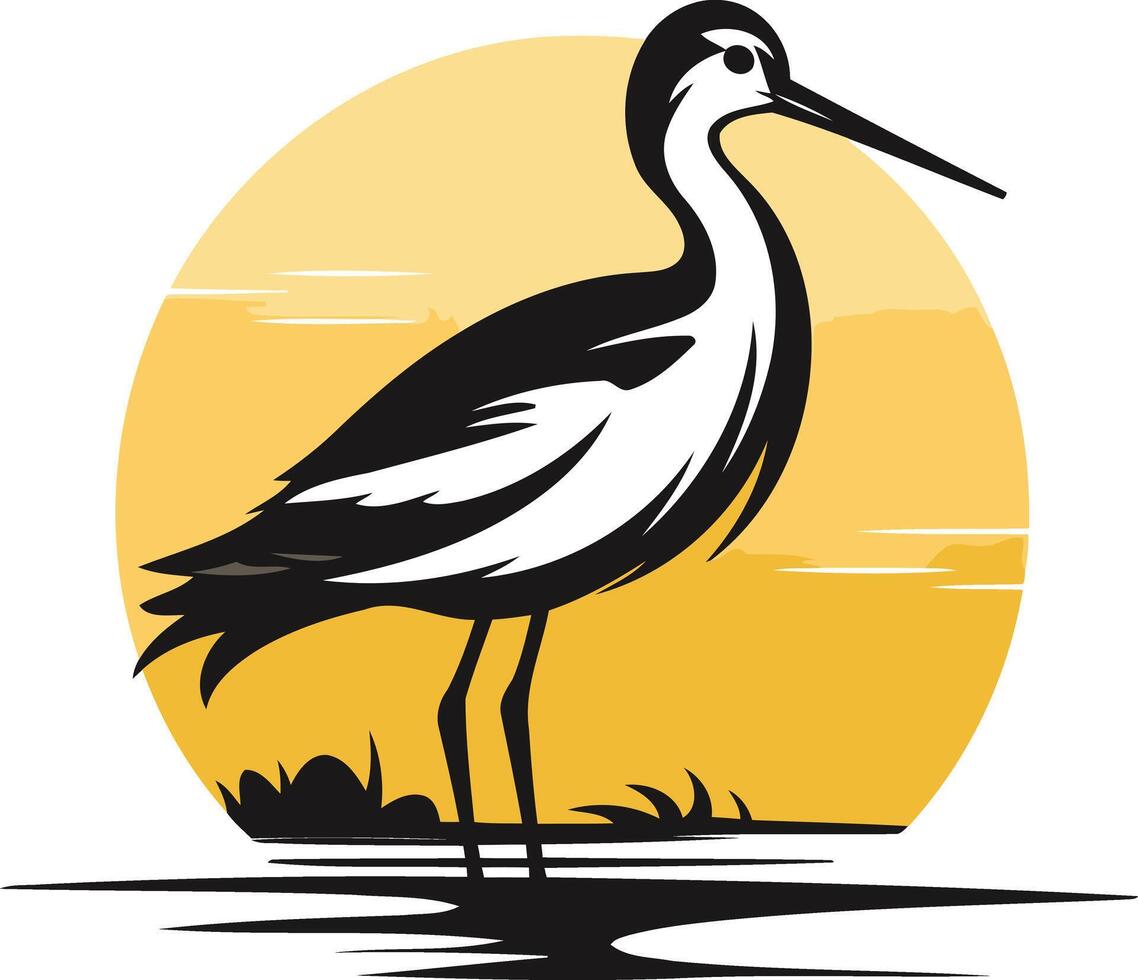 Black-Necked Stilt at Sunset vector