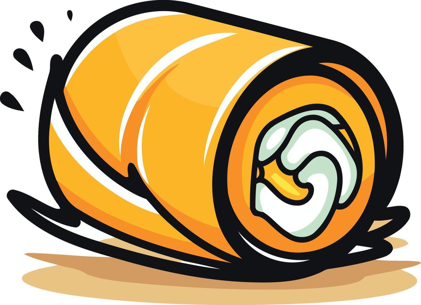 Cartoon Orange Roll with Cream Filling vector