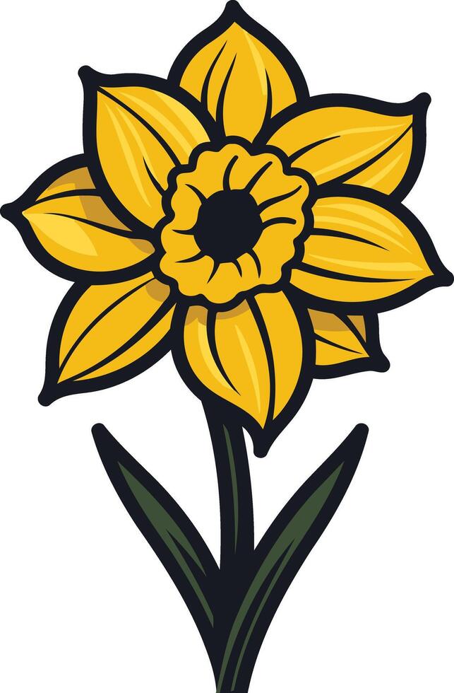 Bright Yellow Daffodil Flower vector