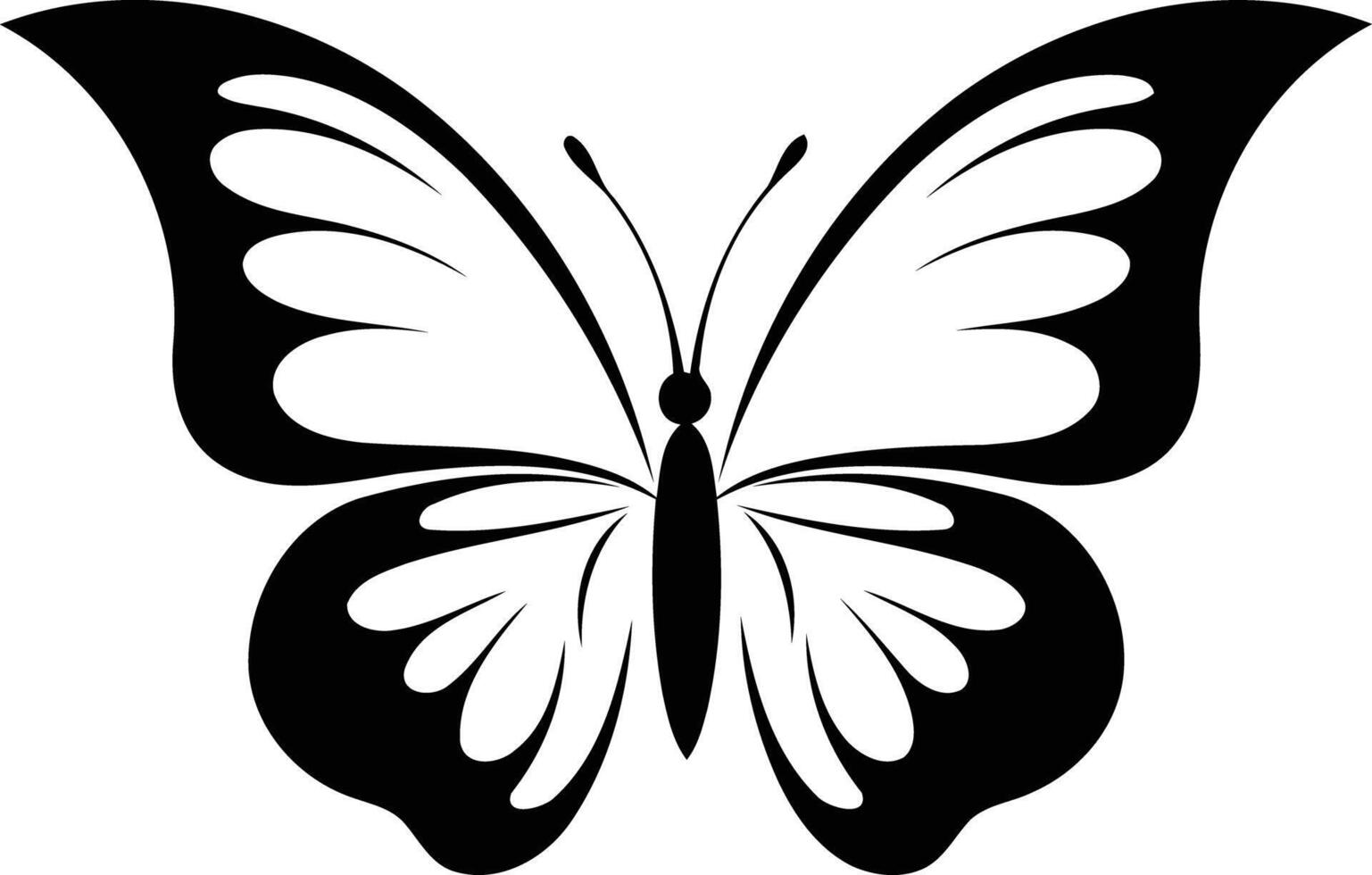 Simple, elegant black and white butterfly silhouette, perfect for design projects, logos, and illustrations vector