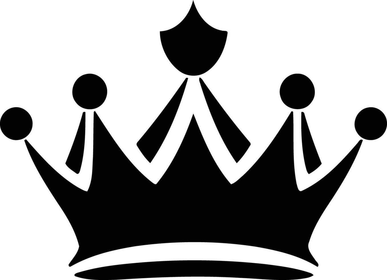 Simple black and white illustration of a crown, perfect for logos, icons, and branding vector