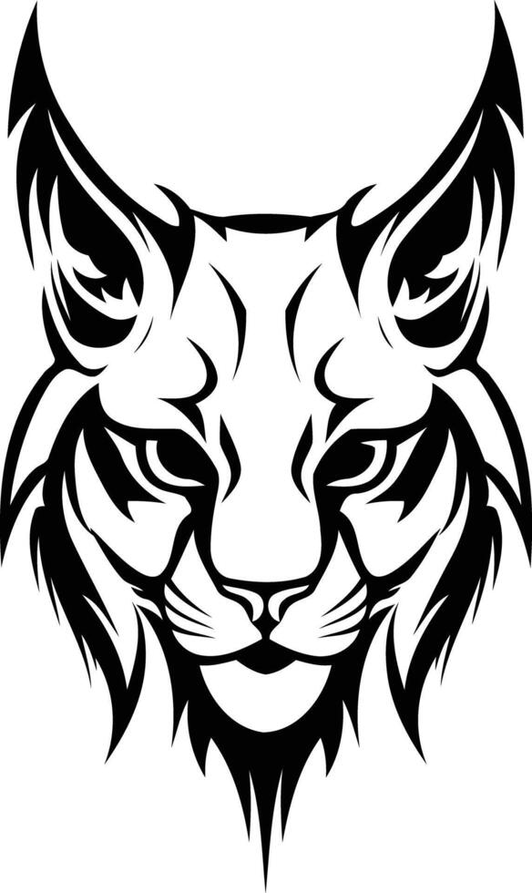 Intricate black and white lynx head tattoo design vector