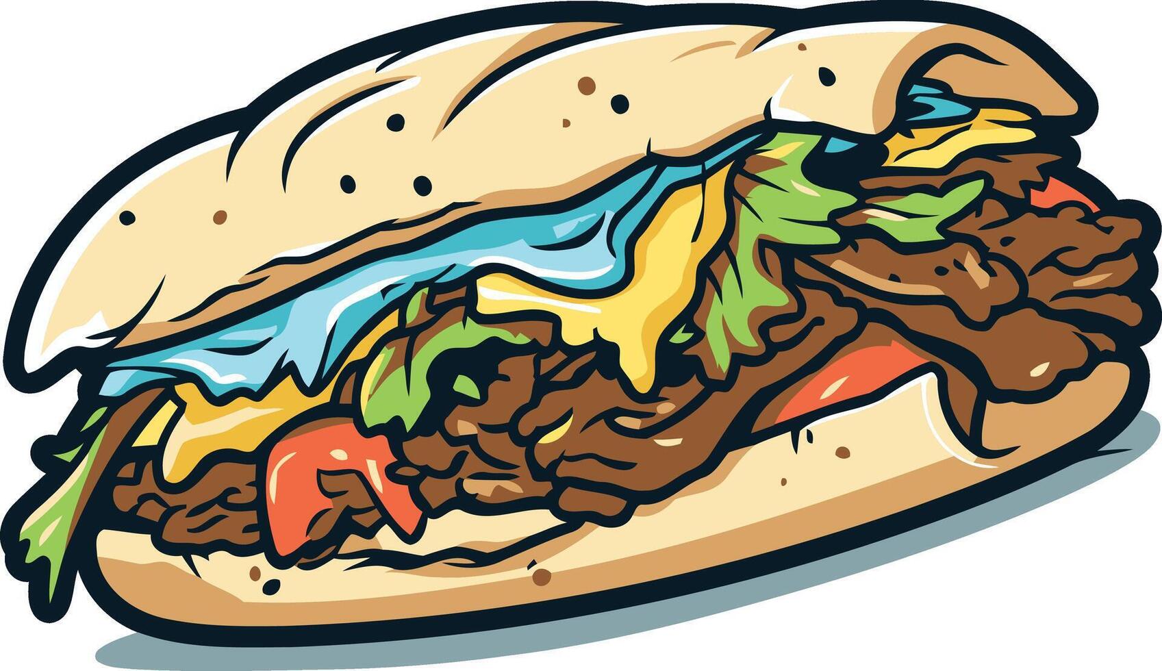 Cartoon Illustration of a Delicious Sandwich vector