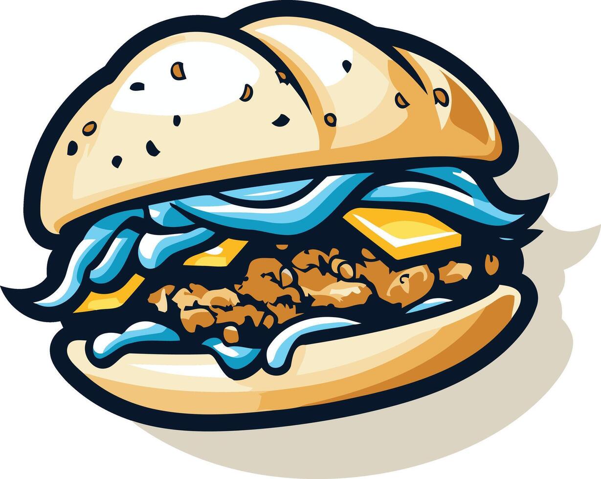 Cartoon Illustration of a Cheeseburger vector