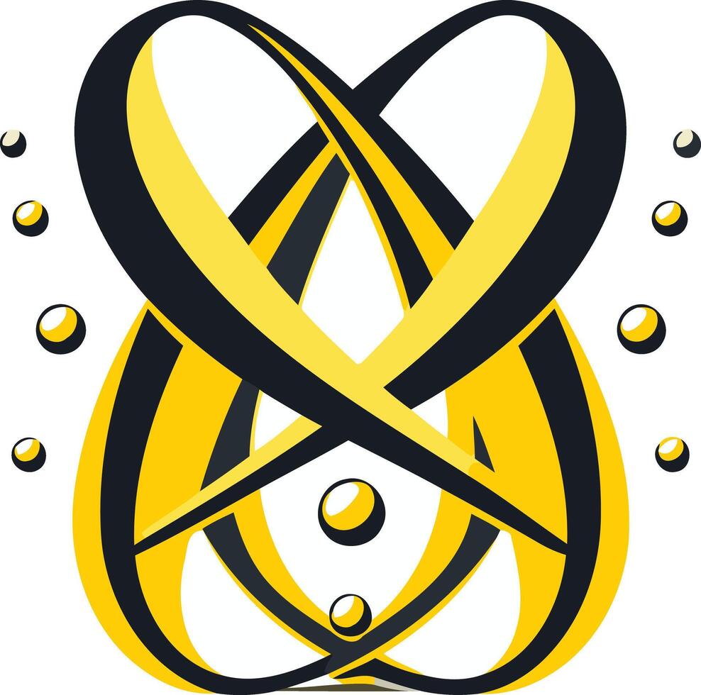 Abstract Intertwined Rings with Golden Bubbles vector