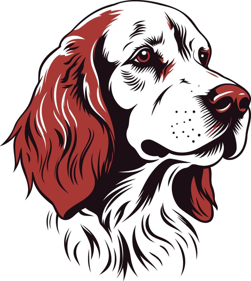 Close-Up Portrait of a Brown and White Dog vector