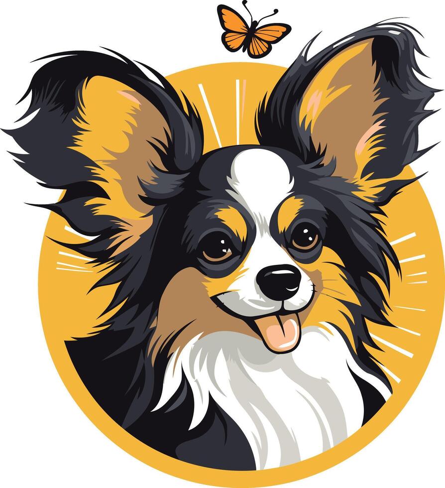 Portrait of a Happy Papillon Dog vector
