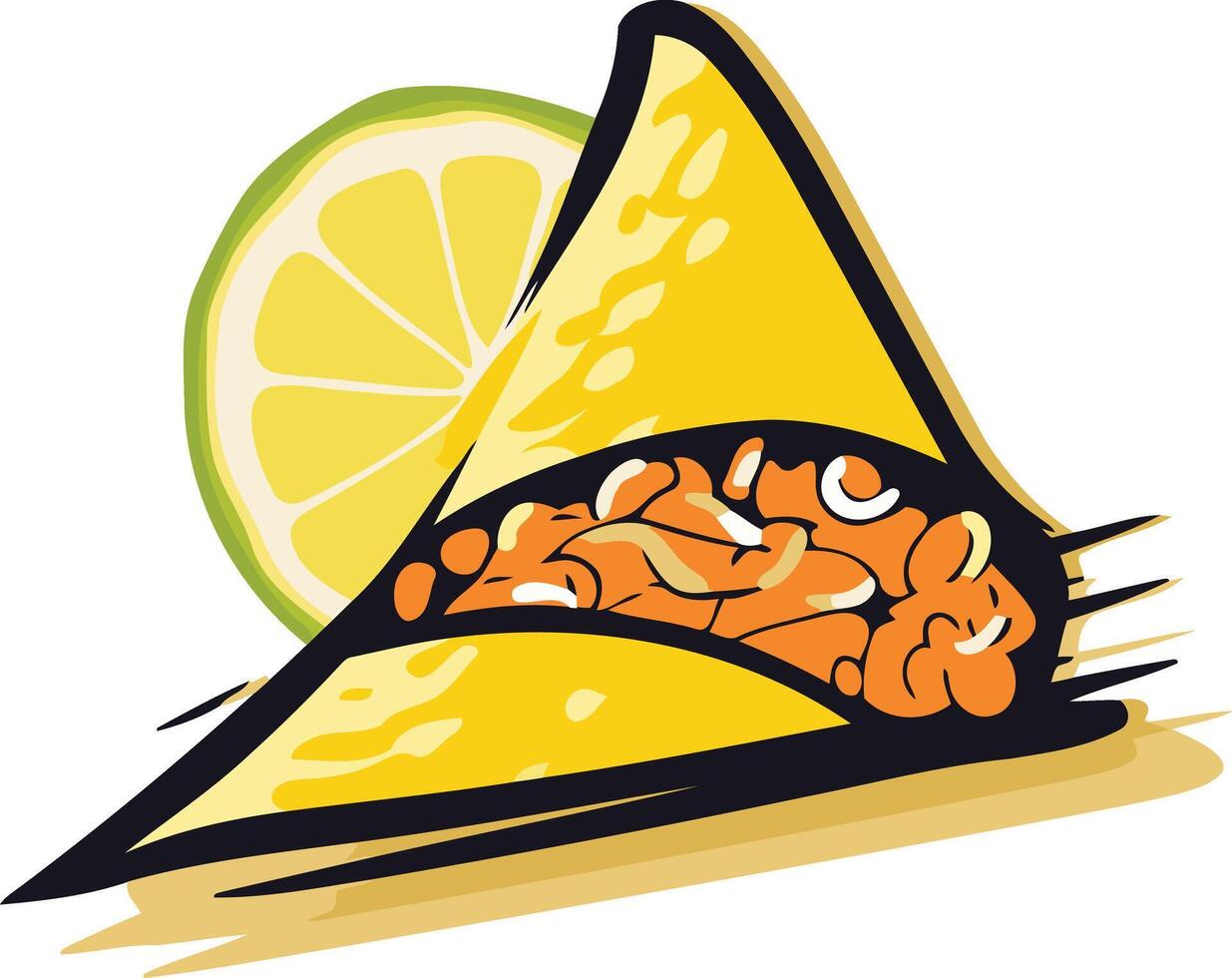 Yellow Taco with Lime Wedge vector