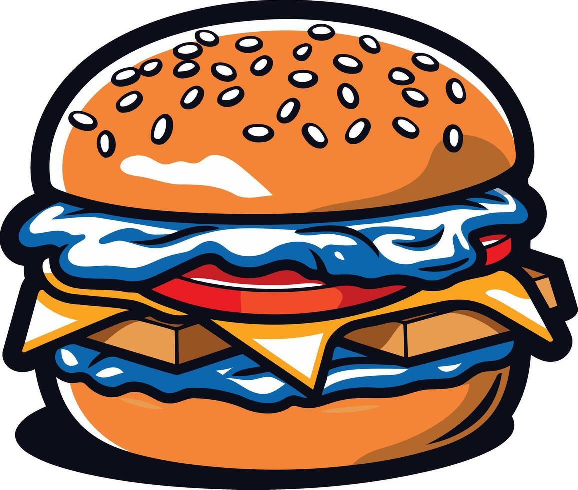 Cartoon Illustration of a Delicious Burger vector