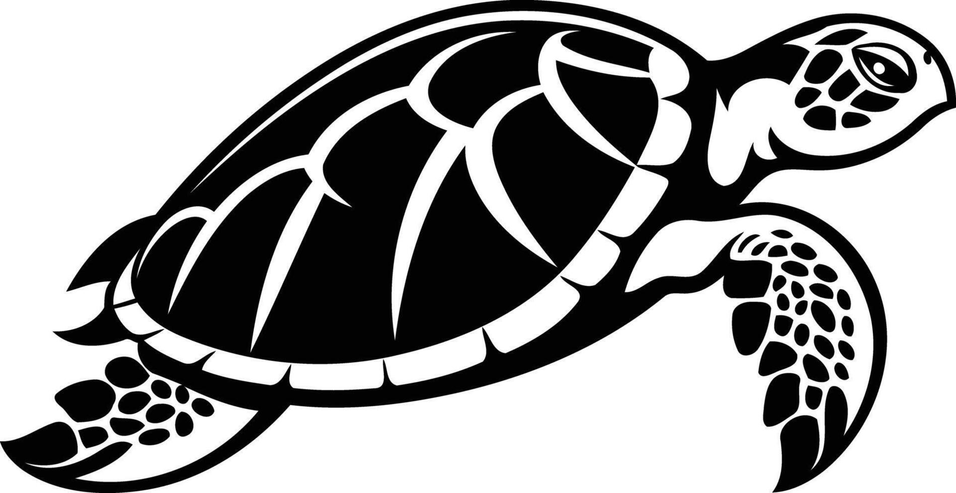 Black and white illustration of a sea turtle in a simple, stylized design vector
