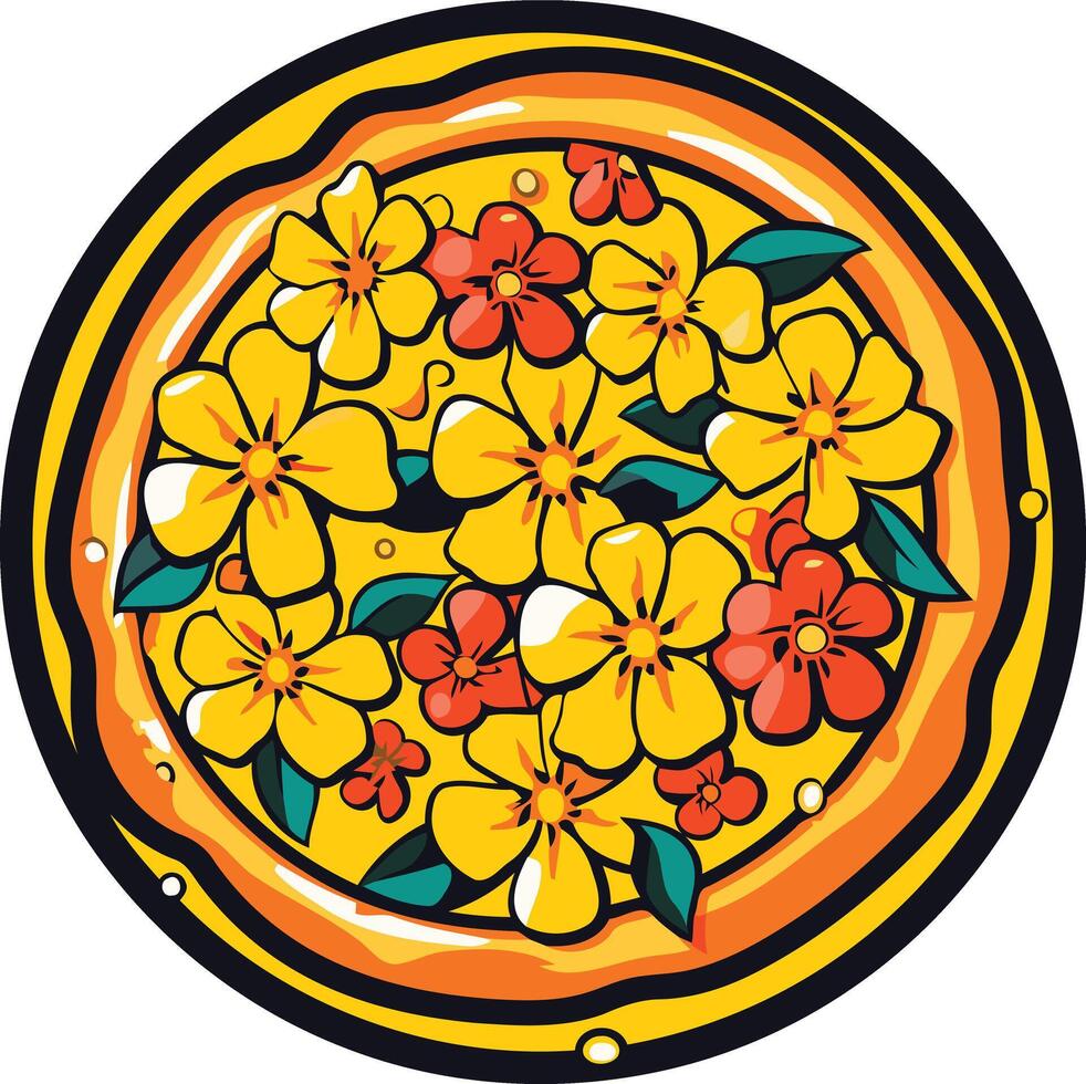 Pizza with Flower Topping vector