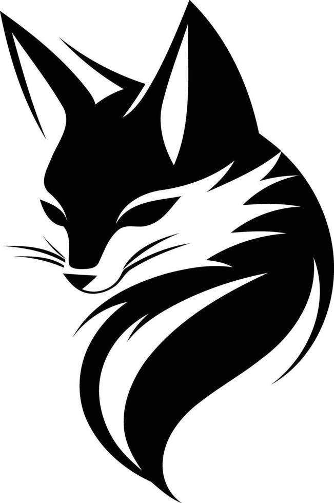 A sleek and stylish silhouette of a fox's head, perfect for branding, tattoos, or minimalist designs vector