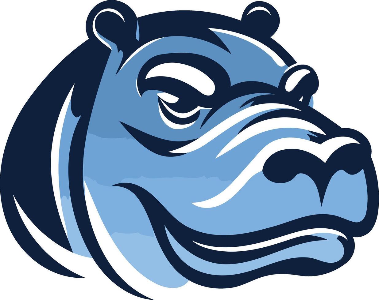 Blue and White Cartoon Hippo Mascot Head vector