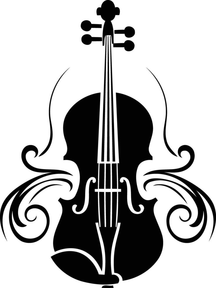 Elegant silhouette of a violin with intricate floral accents, perfect for music-related branding or design projects vector