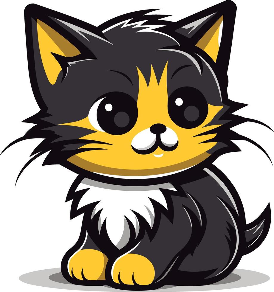 Cute Cartoon Kitten with Big Eyes vector