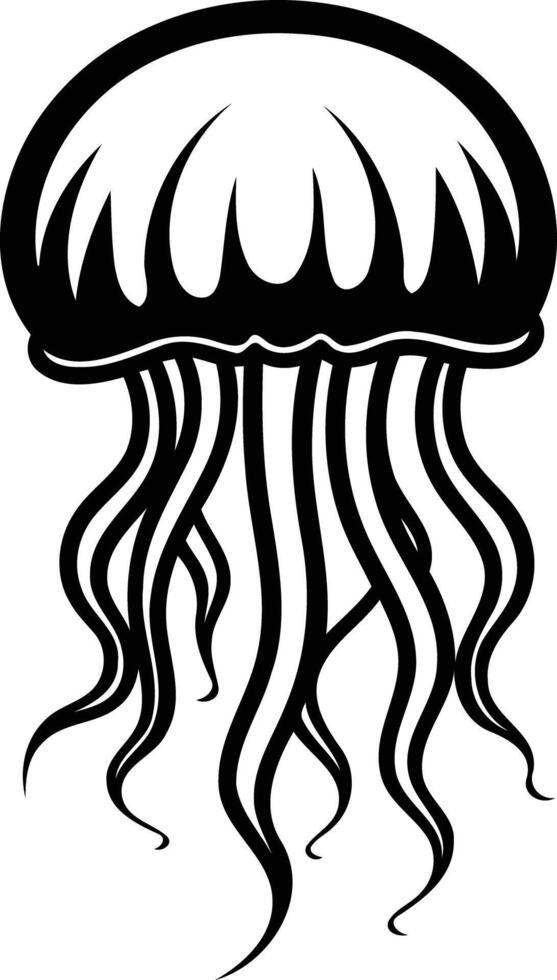 Stylized black and white illustration of a jellyfish with intricate details vector