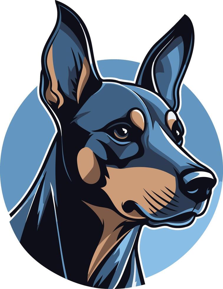 Portrait of a Black and Tan Doberman Pinscher vector