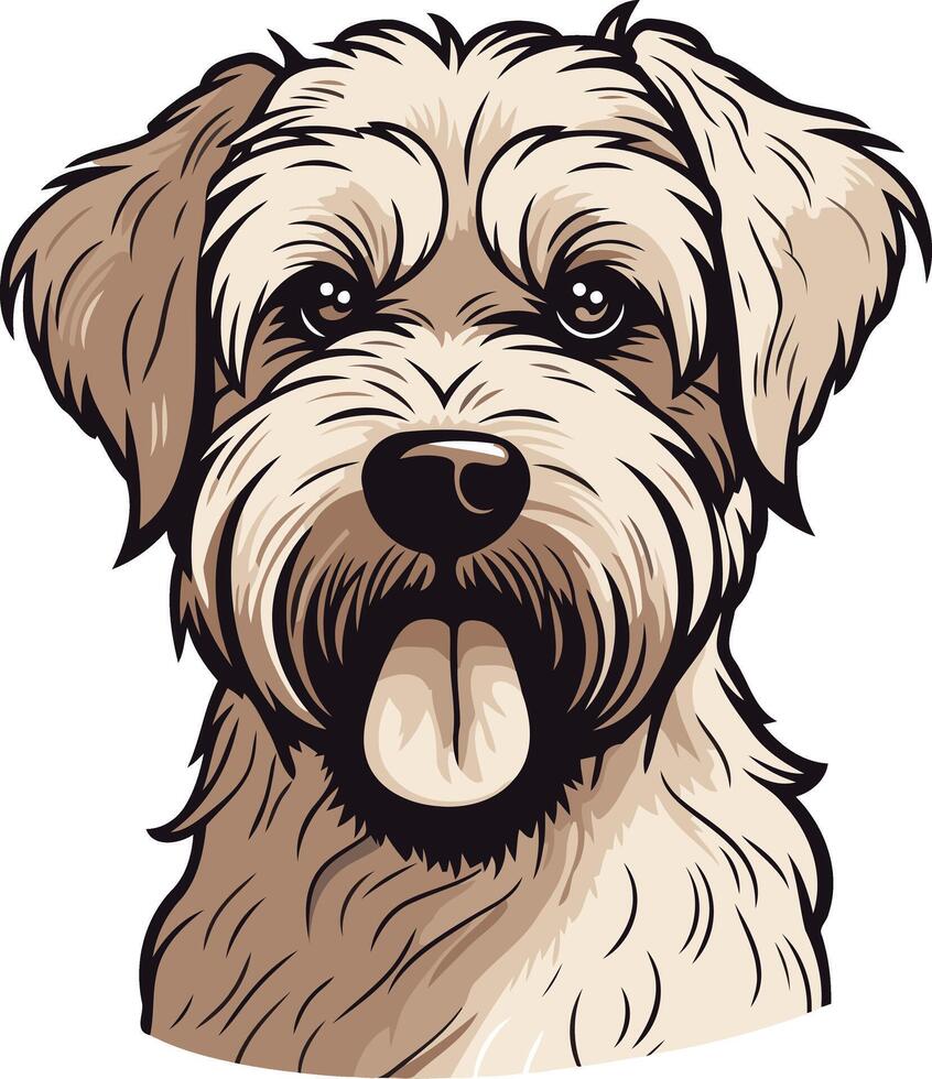 Close Up Portrait of a Soft Coated Wheaten Terrier vector
