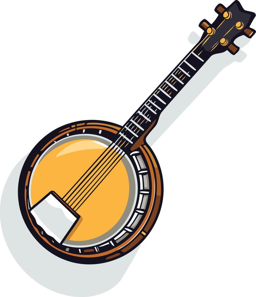 A Cartoon Illustration of a Banjo vector