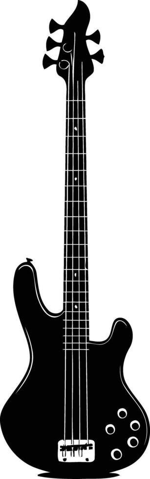 A simple, bold silhouette of a bass guitar, perfect for music-themed designs, logos, or illustrations vector