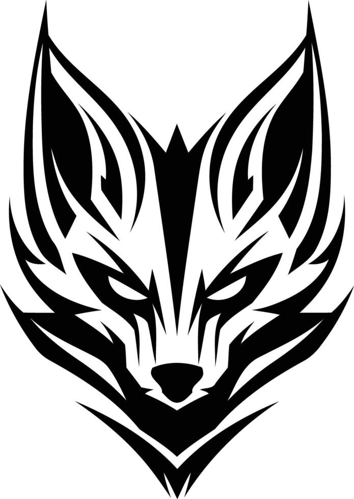 Bold, tribal-inspired fox head design, perfect for branding, tattoos, or apparel vector