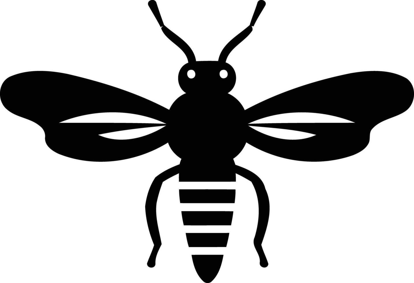 Simple black and white silhouette of a bee, perfect for design projects, illustrations, and branding vector