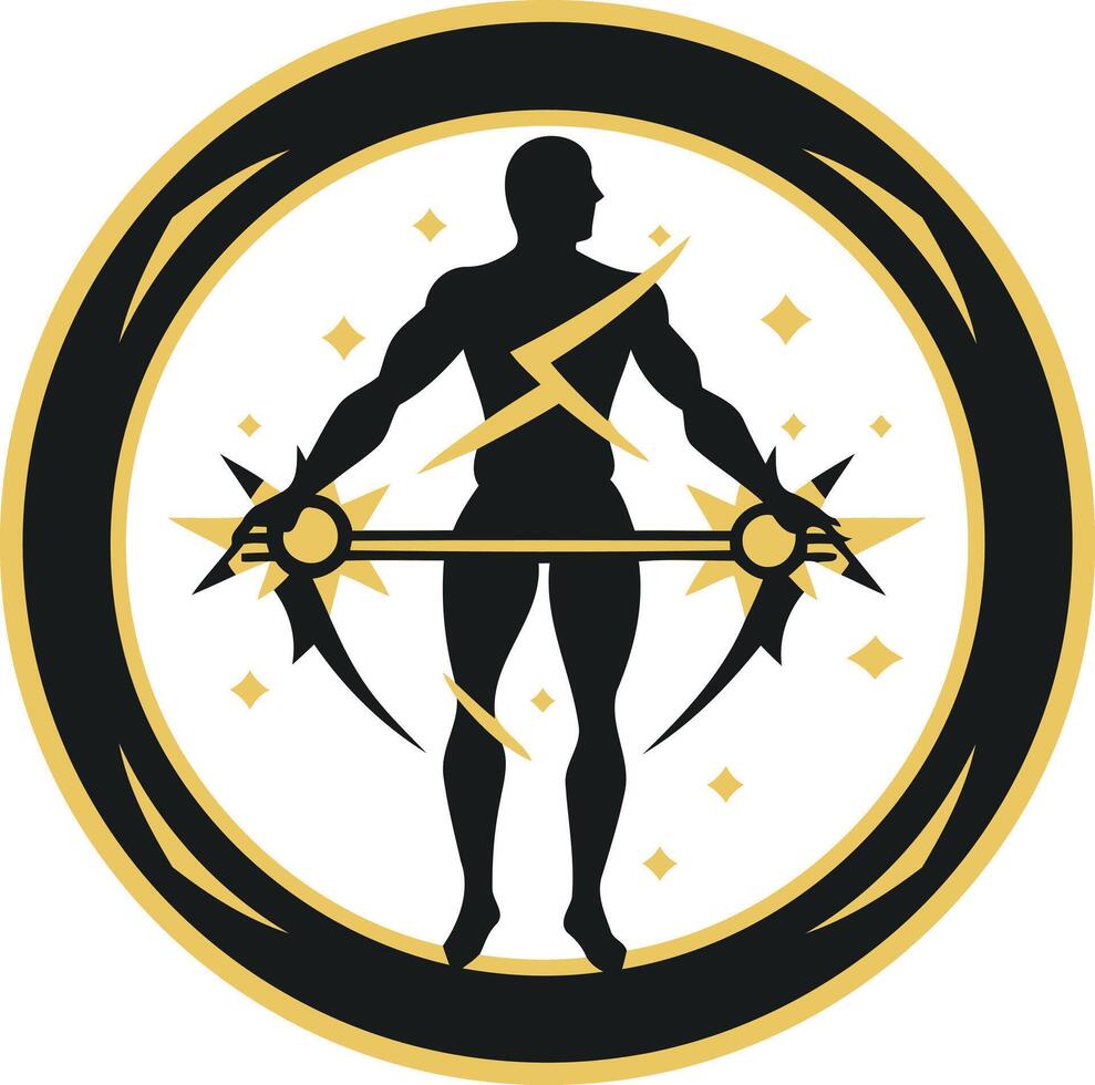 Silhouette of a Powerful Figure with Lightning Bolts vector