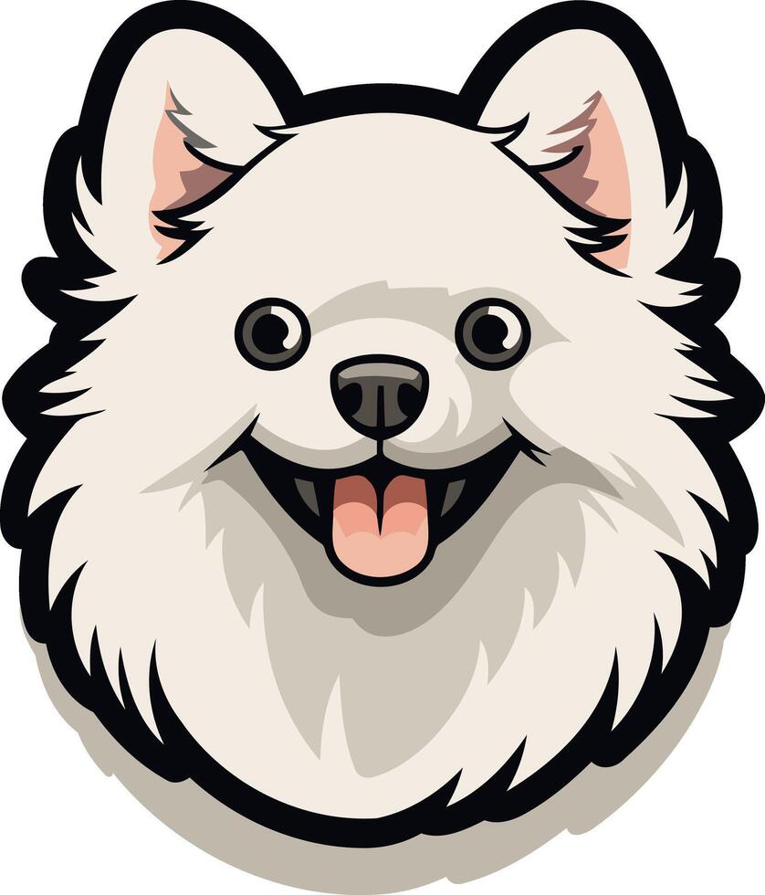 Smiling White Pomeranian Dog vector