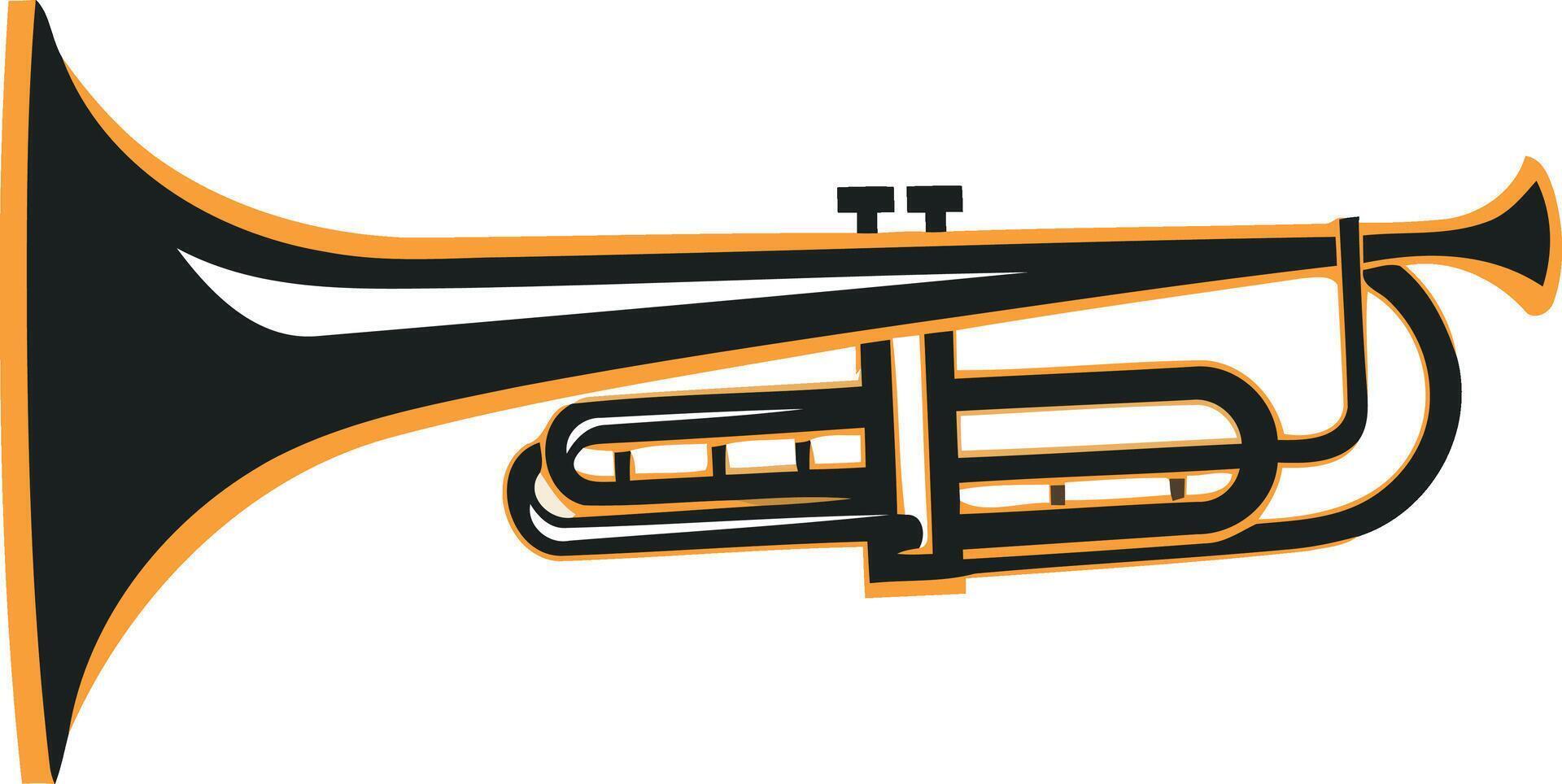 Trumpet Illustration with Orange Outline vector