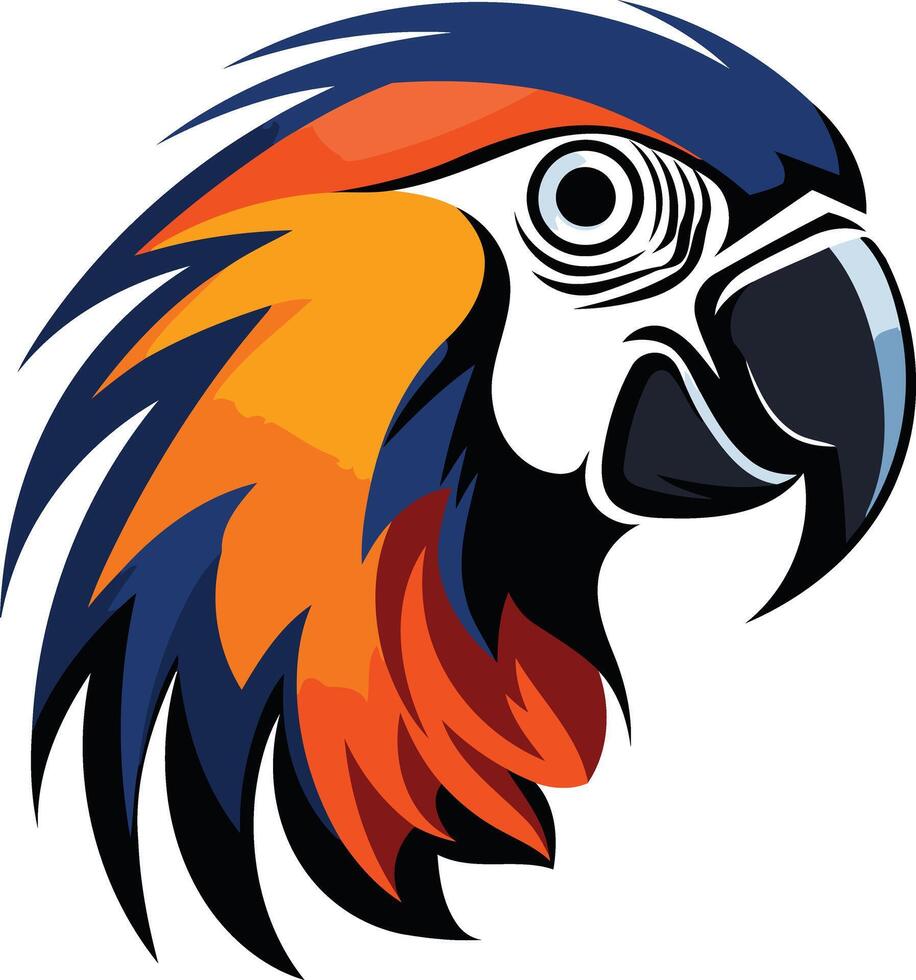 Head of a Blue and Orange Macaw vector