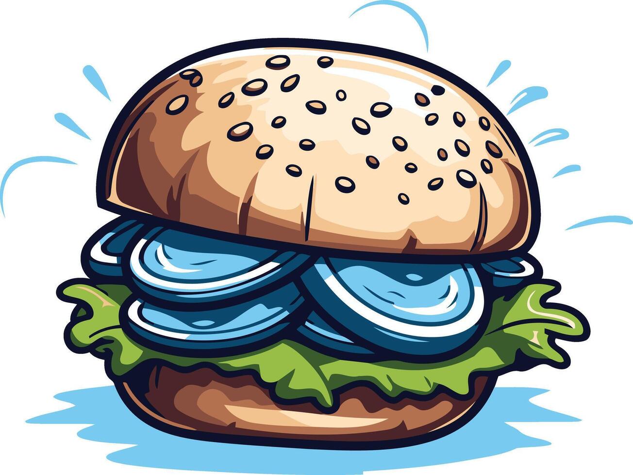Cartoon Burger With Sesame Seed Bun vector