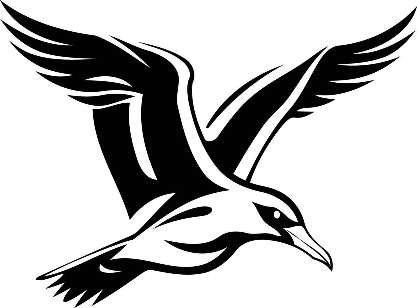 Stylish black and white seabird tattoo design vector