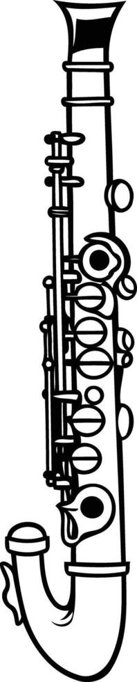 Black and white line art illustration of a saxophone vector