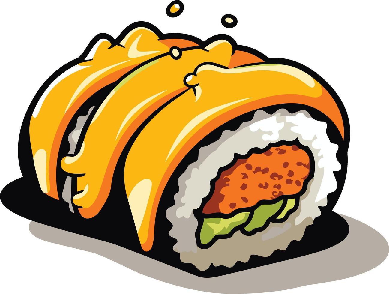 Cartoon Illustration of a Sushi Roll vector
