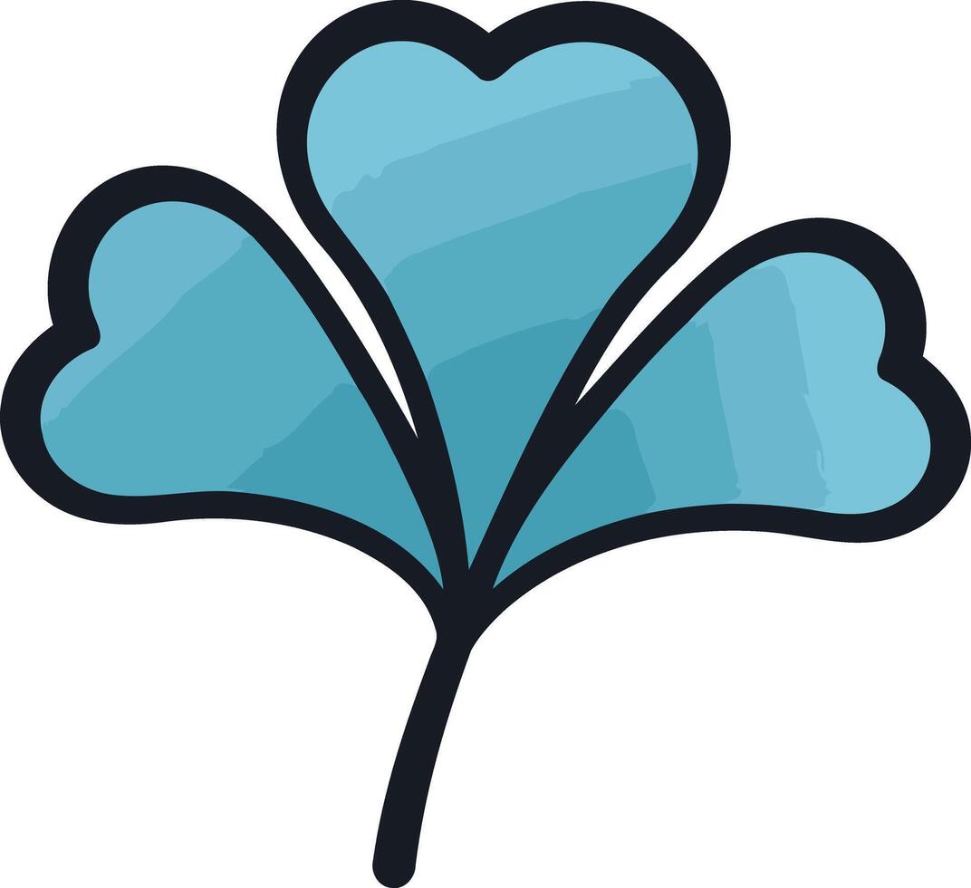 Blue Leaf with Three Heart shaped Lobes vector