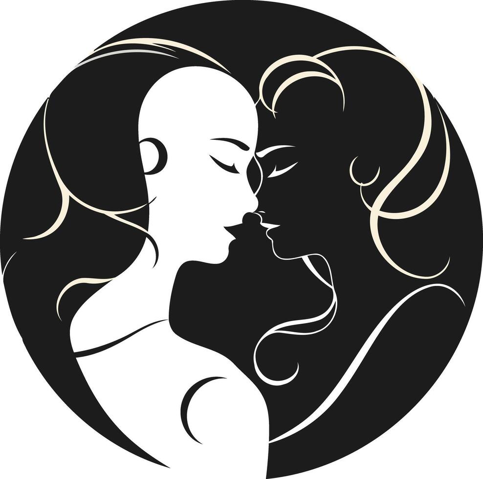 Two Women Silhouettes in a Circle vector