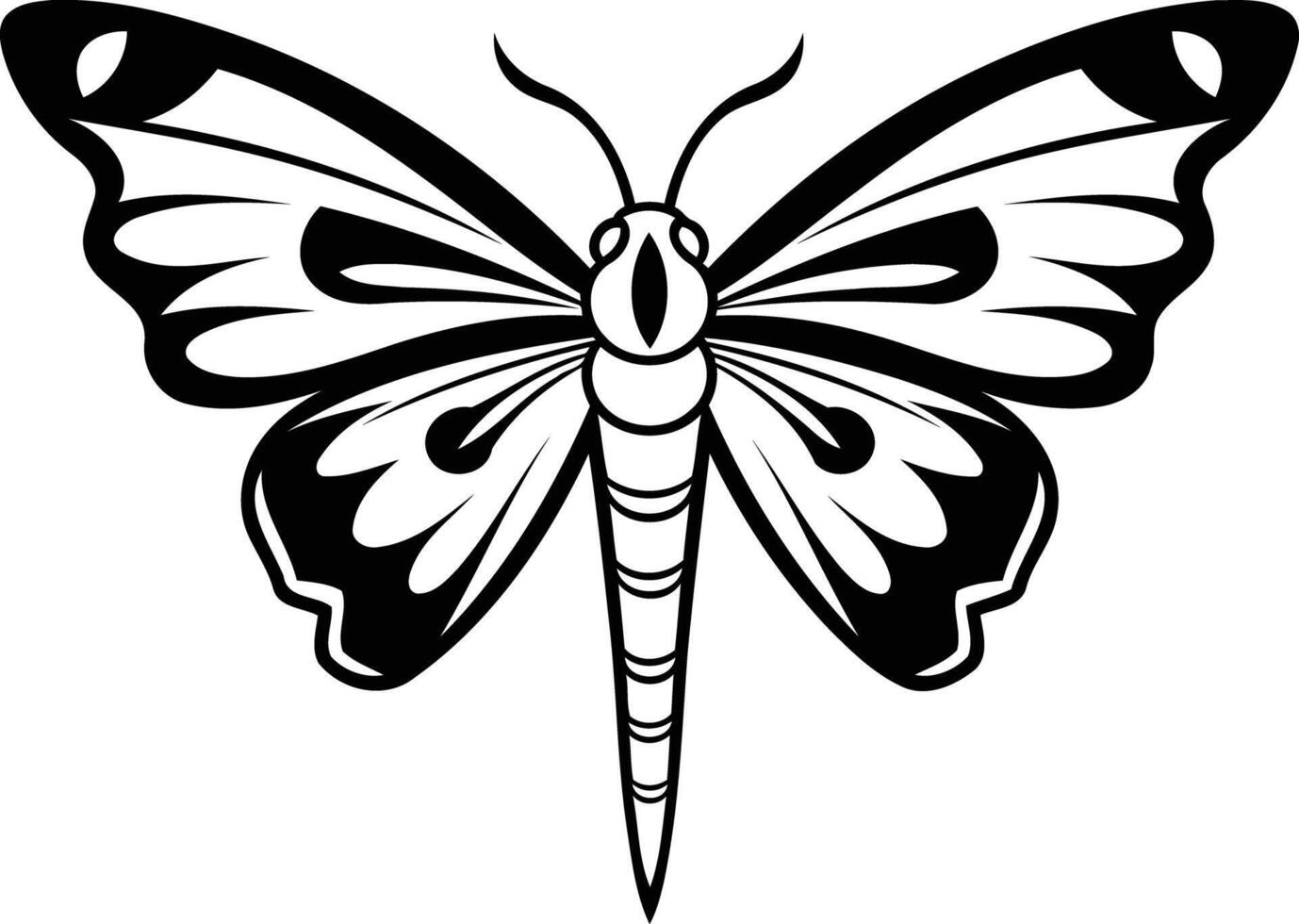 A simple, elegant black and white butterfly illustration vector