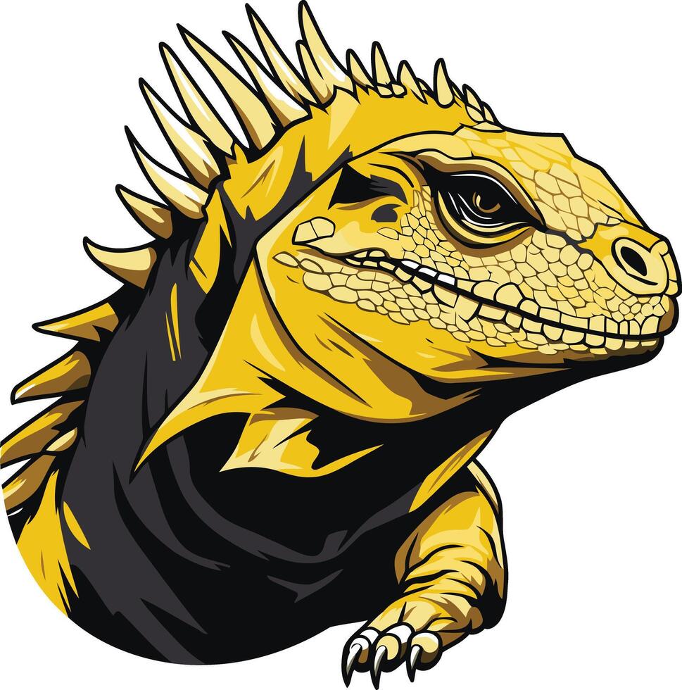 Yellow Iguana with Spikes and a Black Back vector