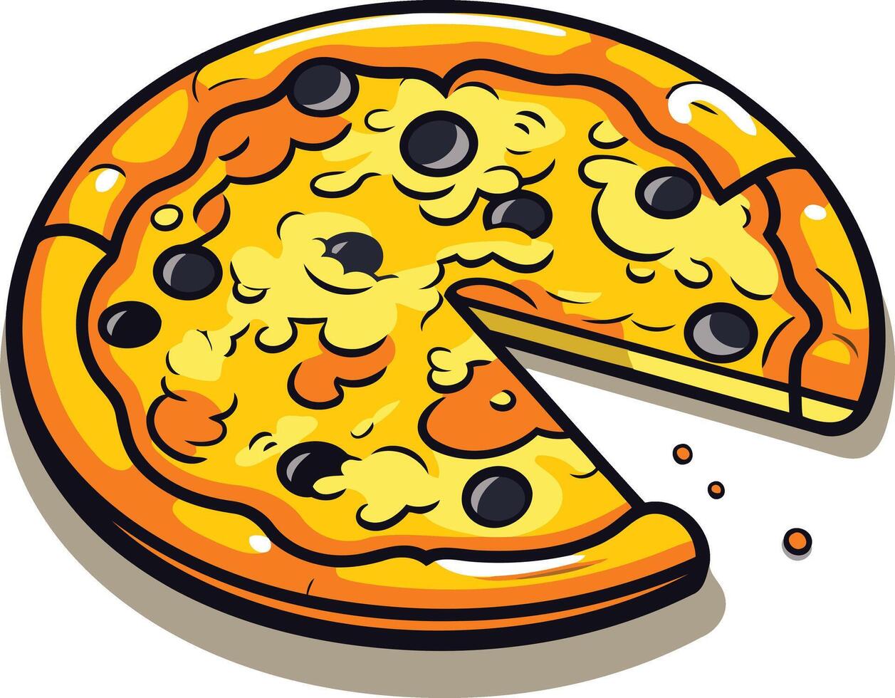 Cartoon Pizza with One Slice Removed vector