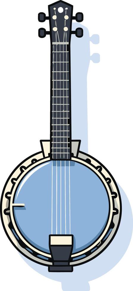 A Blue and Black Illustration of a Banjo vector