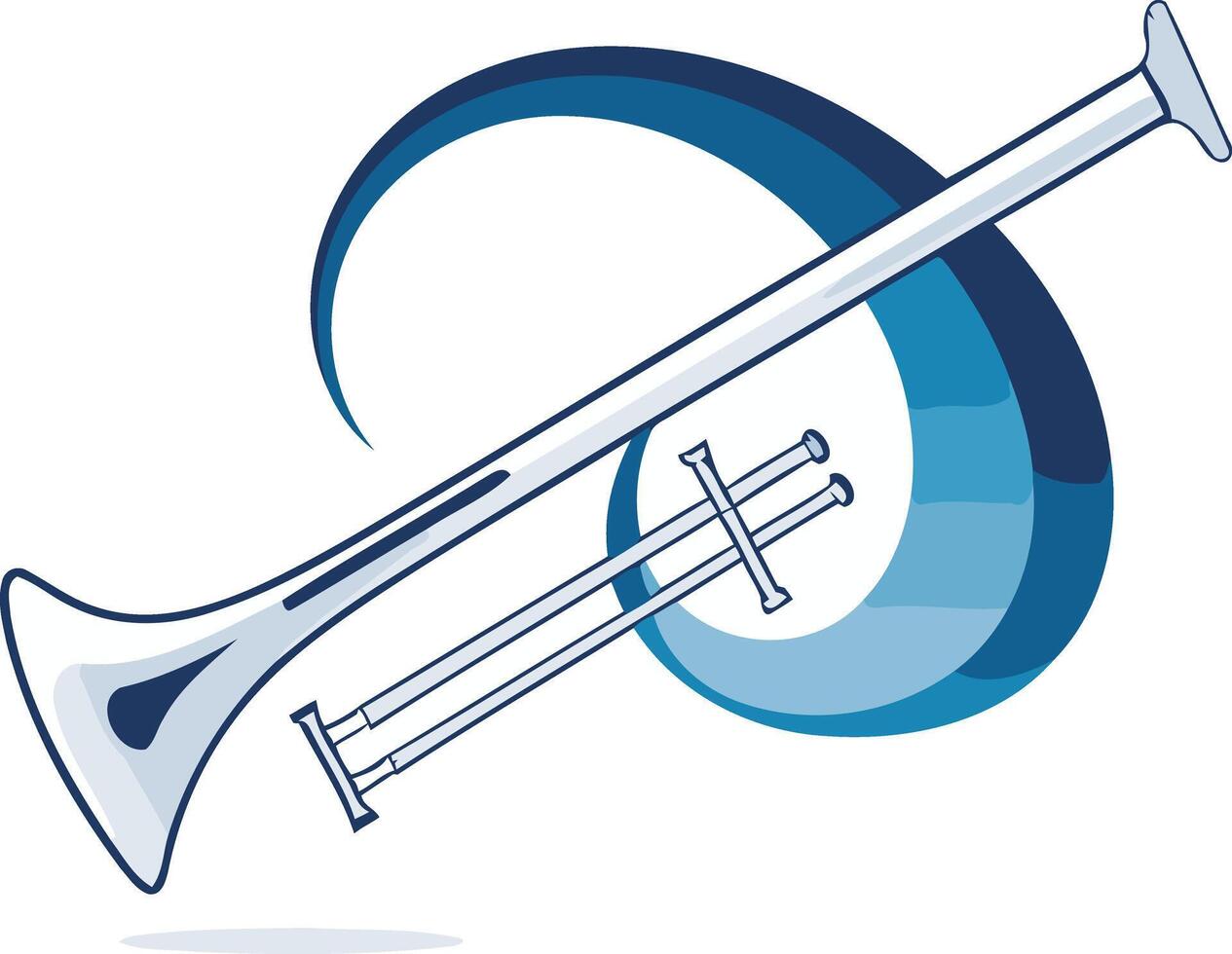 Trombone with Blue Swirl Design vector