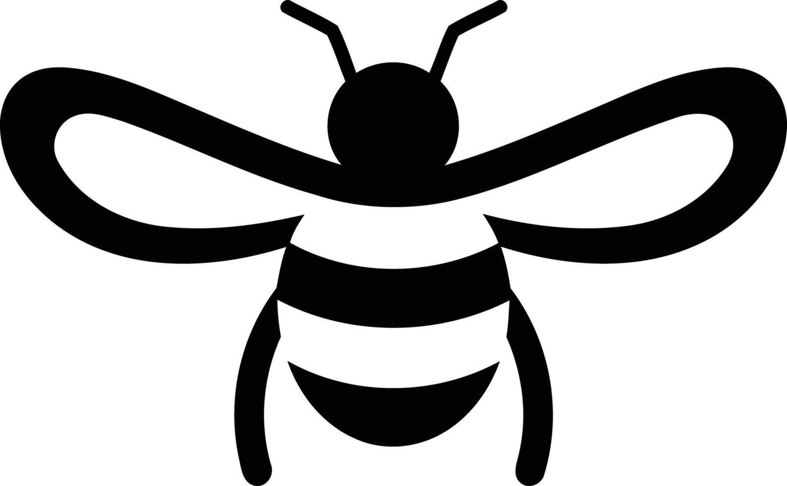 Simple black and white bee silhouette, perfect for logos, icons, and branding vector
