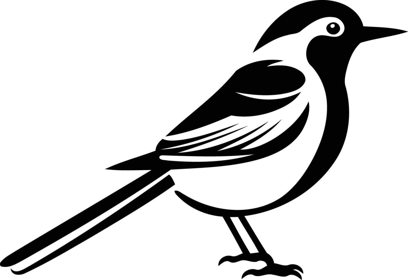 Simple black and white illustration of a bird, perfect for logo design, tattoo inspiration, or nature-themed projects vector