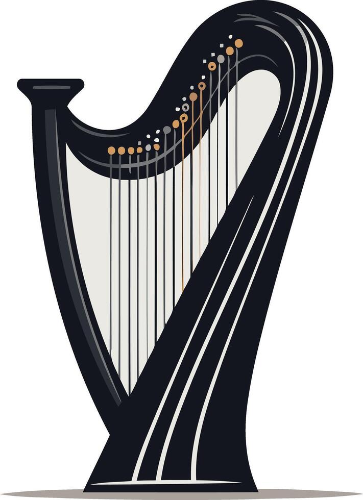 Black Harp with Golden Strings vector