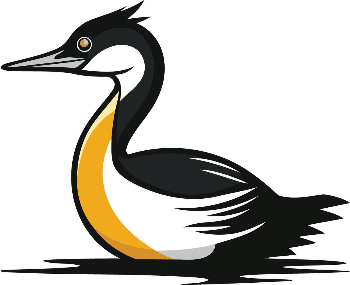 Cartoon Illustration of a Black Necked Grebe vector