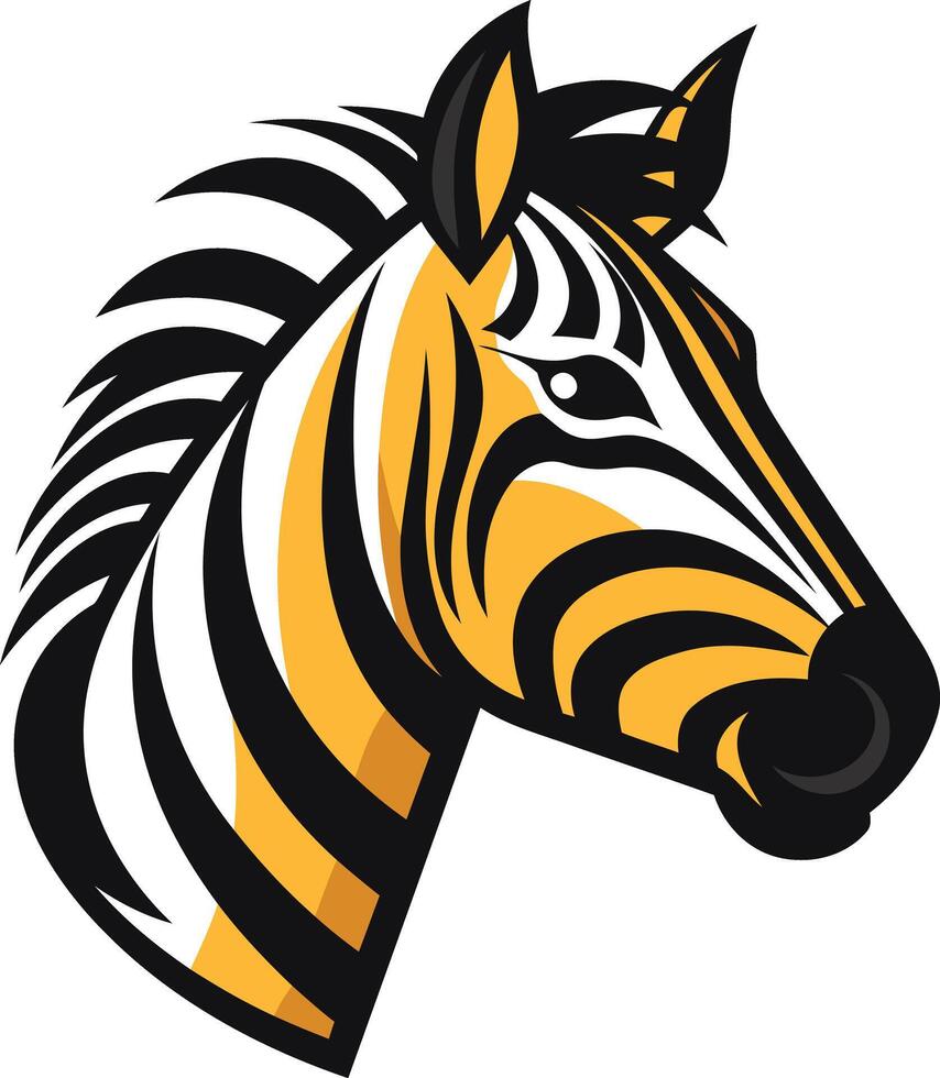 Zebra Head Illustration Black and Yellow Stripes vector
