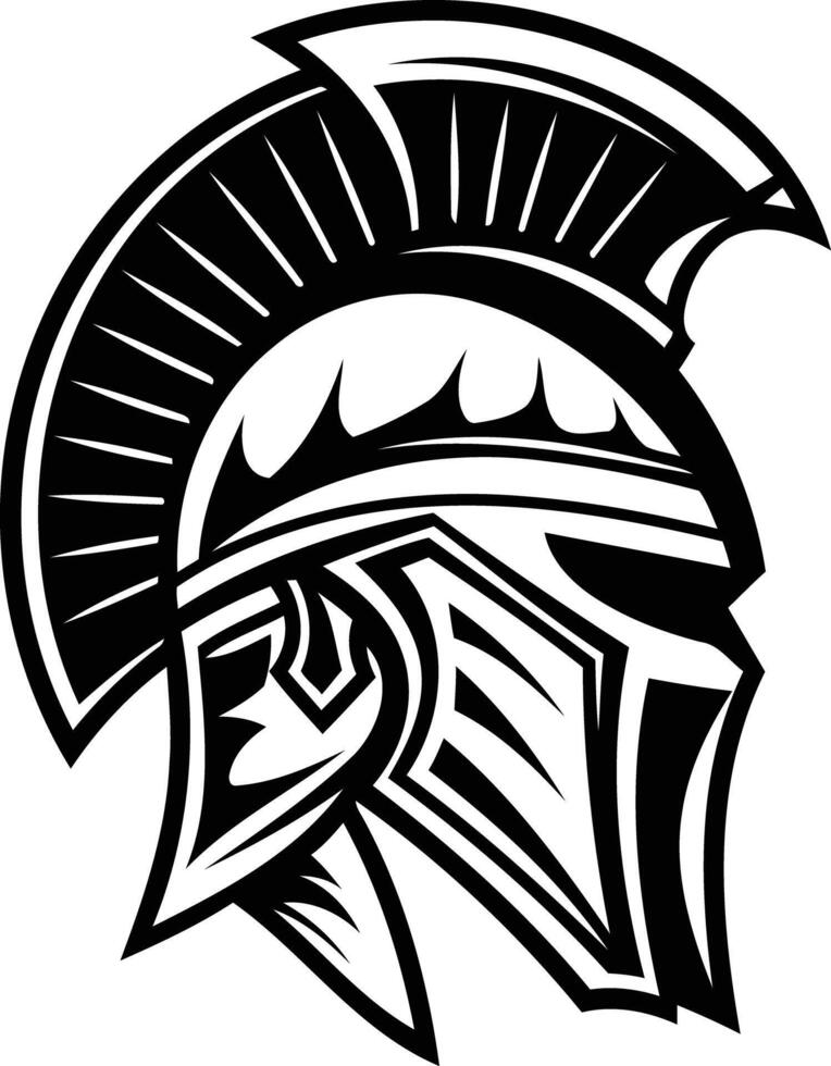 A bold and powerful spartan helmet illustration, perfect for creating impactful logos, designs, and branding for businesses and individuals seeking a strong, warrior-like image vector