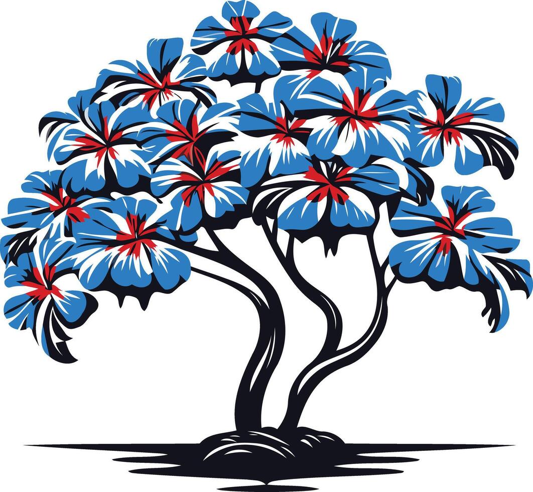 Stylized Blue Flower Tree vector
