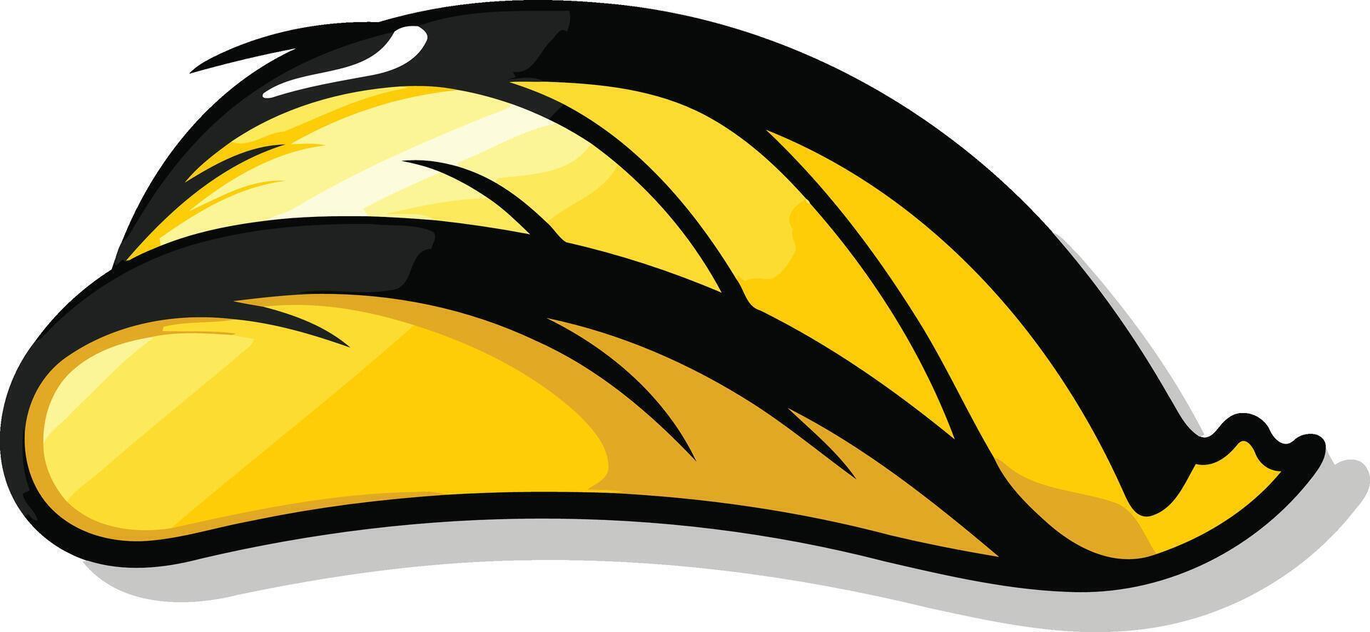 Cartoon Illustration of a Yellow and Black Feather vector